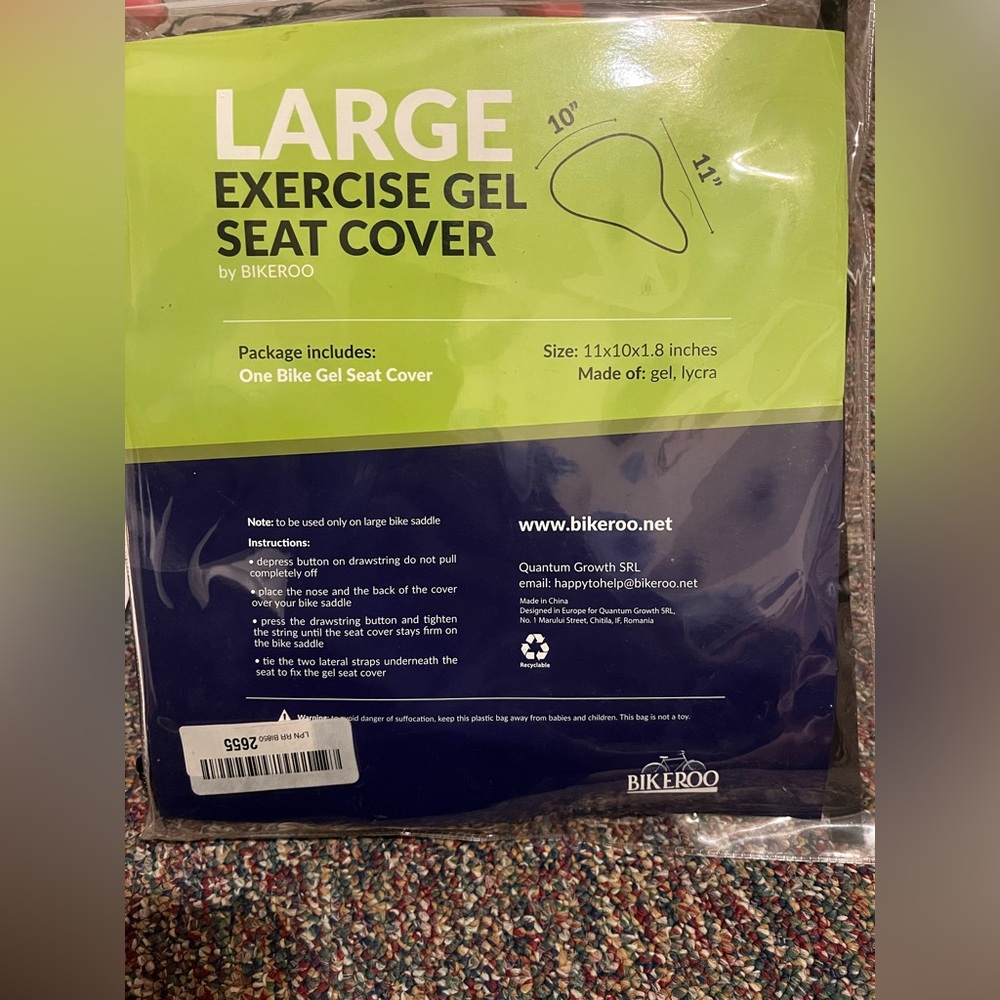 BIKEROO EXERCISE GEL SEAT COVER LARGE